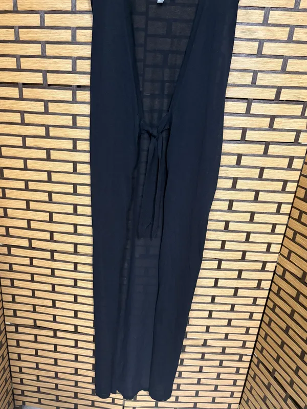 Victorias Secret Swim Black Long Sheer Tie Front Swim Cover Up Size Small - Image 4