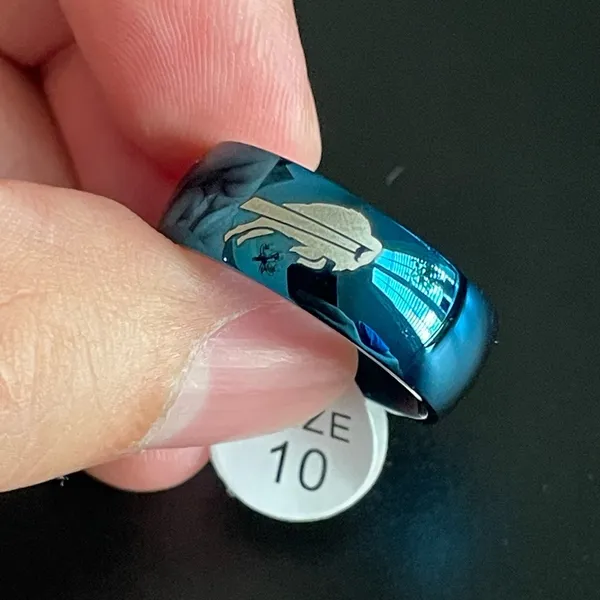 Blue stainless steel buffalo bills ring size 10 - Image 3