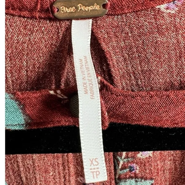 Free People Tree Swing Tunic Tank Mini Dress Crimson Floral Size XS Boho‎ - Image 3