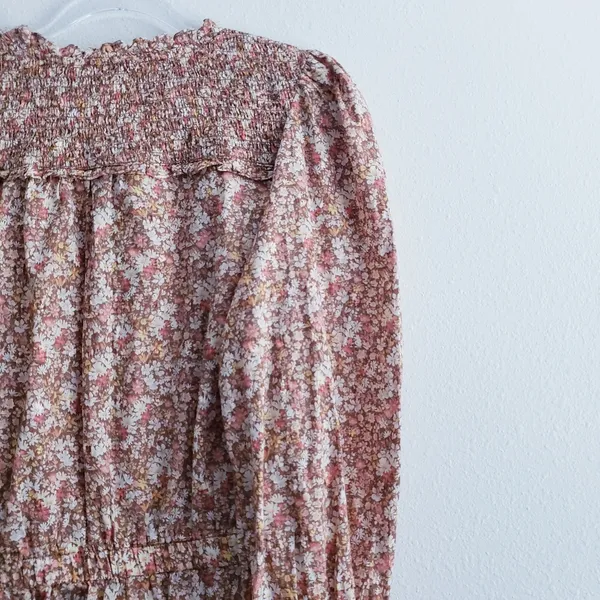 American Eagle Ditsy Floral Smocked Long Sleeve Peasant Blouse - Image 7