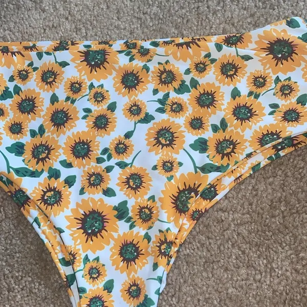 Sunflower Print Bikini Bottoms size medium floral sunflower high waisted bikini - Image 2