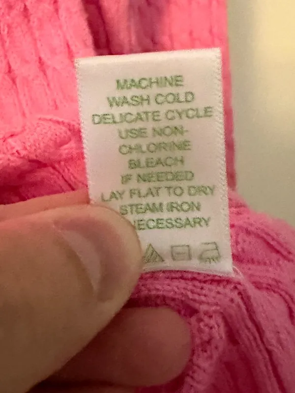 Lilly Pulitzer pink cable knit long sleeve sweater size medium preppy classic - Image 9