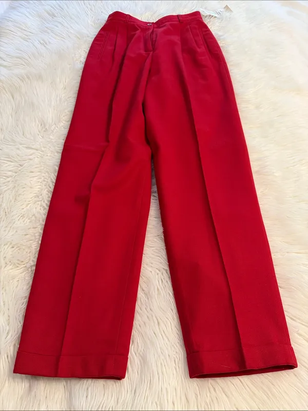 Liz Claiborne Red Women’s 100% Wool Dress Trousers - Classic Pleated Front - Image 7