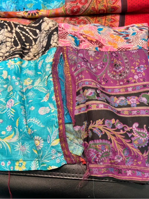 Sacred Threads Patchwork 100% Silk Maxi Dress size S/M *read* - Image 8