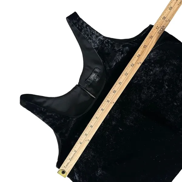 J.Crew 90s Whimsigoth Grunge Scoop Neck Plush Velour Tank‎ Top Shell 0 Black - Image 14
