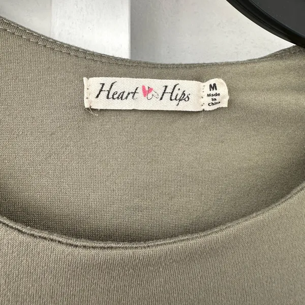 Heart & Hips Closet Staple Double Lined Dark Green Body Suit Tee • Size M - Image 2