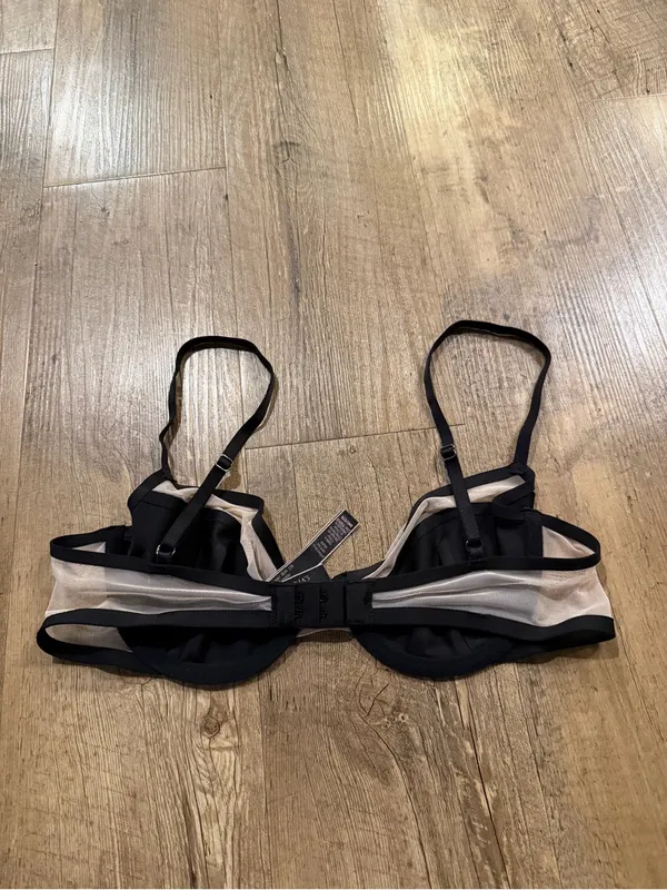 Victorias Secret Black Sheer Panel Unlined Demi Bra 34C - Image 2