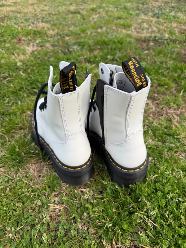 Dr. Martens Jadon White Leather Platform Zipper Combat Boots Women’s Size 6 - Image 3