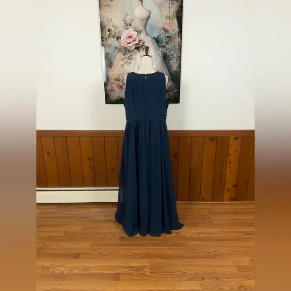 Pretty Azazie Harper Navy Chiffon Bridesmaid Gown - Image 6