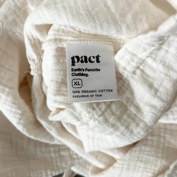 Pact Gauze Midi Dress 100% Organic Cotton Ivory V-Neck Ruffle Hem Tie Back XL - Image 6