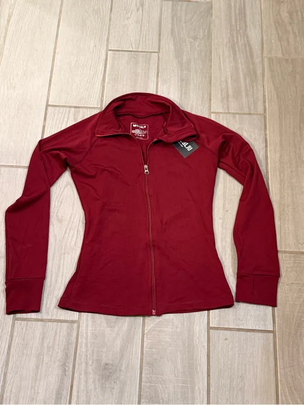 Doublju Burgundy Zip-Up Active Jacket with Slim Fit - Image 2