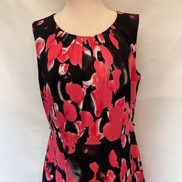 Nipon Boutique Fit Flare Dress Sz 8 Coral Floral Wedding Glam Career Cocktail - Image 3