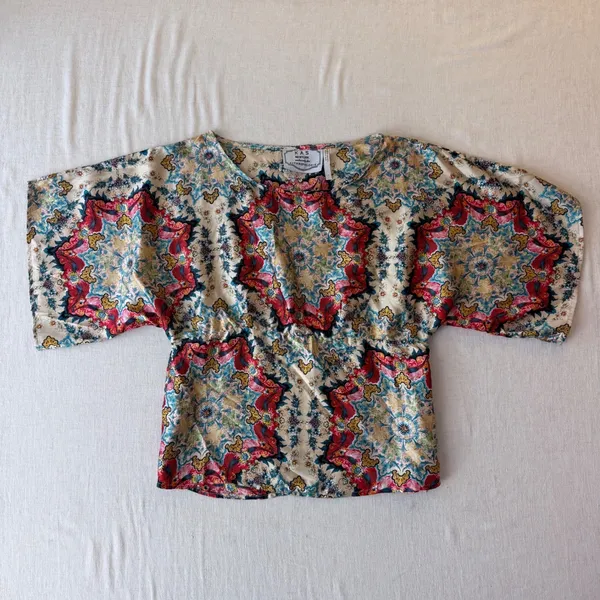 KAS New York Anthropologie Winterstar Mandala Print Blouse Women 6 Multi-Color - Image 6