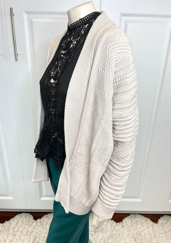 Pink Lily It Was All A Dream Chunky Beige Belted Cardigan NWOT - Image 7