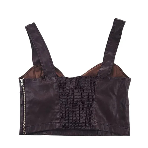 Peter‎ Som -1628 Rent The Runway - Burgundy Red Faux Leather Bustier Top Size 2 - Image 5