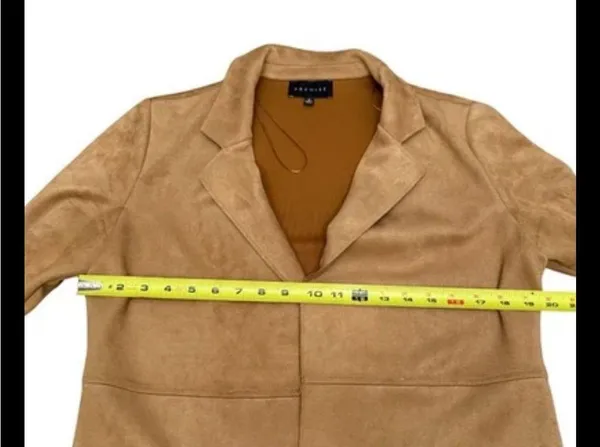Premise Studio Faux Suede Leather Longline Jacket Trench Coat Camel Tan Size M ECU - Image 7