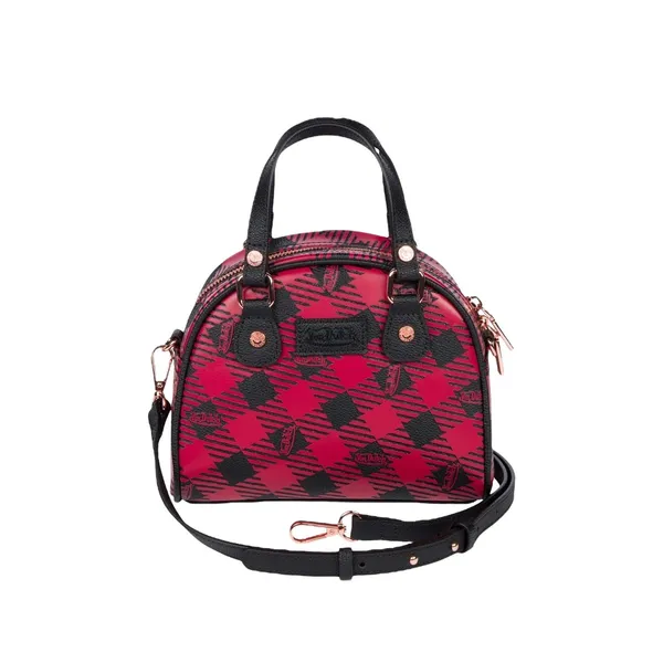 NWT! Von Dutch Red & Black Plaid Small Bowling Bag - Image 2