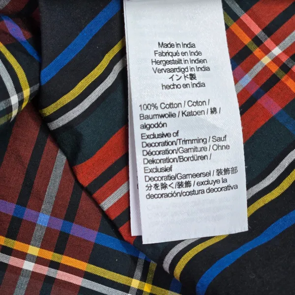 J. Crew Womens BN162‎ Tartan Plaid Ruffle Neck Puff Sleeve Cotton Top Small - Image 4