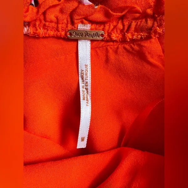 Free People Like a Lady Printed Mini Orange Dress Open Tie Back, Sz M - Image 13