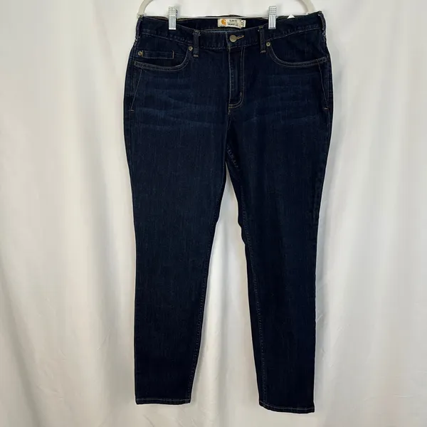 Carhartt Slim Fit‎ Skinny Leg Dark Wash Denim Jeans Womens Size 14 Regular - Image 2