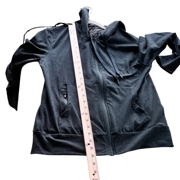 Quince Womens Heathered Teal Full Zip Performance Hoodie Jacket Size Medium‎ - Image 10
