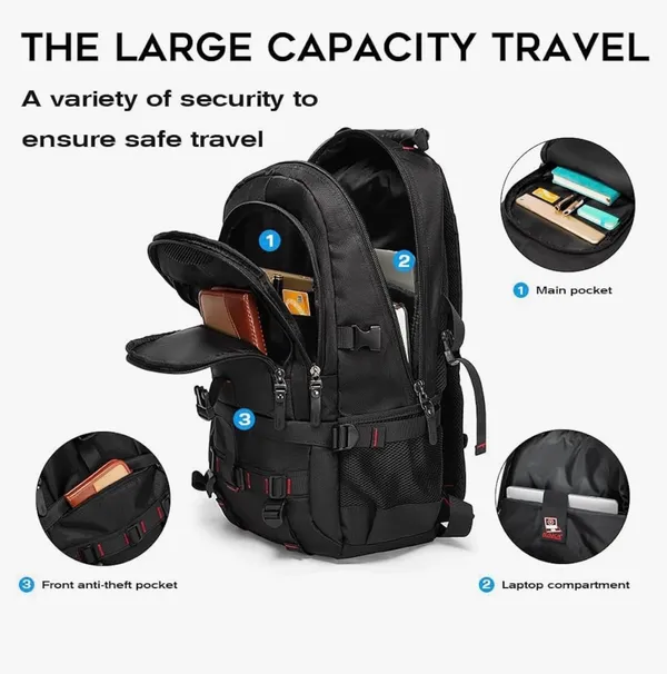 KAKA Travel Backpack Fight Approved with 17.3 inch Laptop Lackpack - Image 4