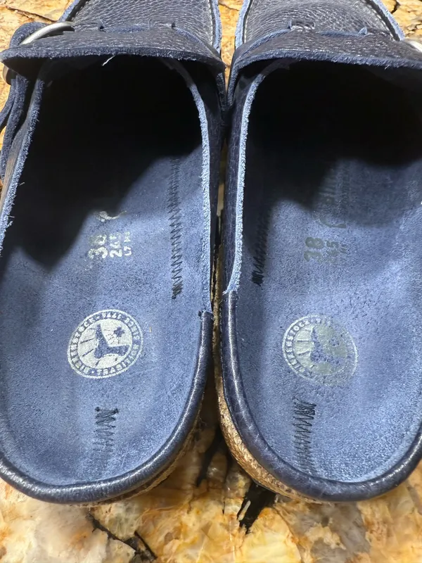 Birkenstock size 7 worn once. Navy blue perfect condition - Image 2