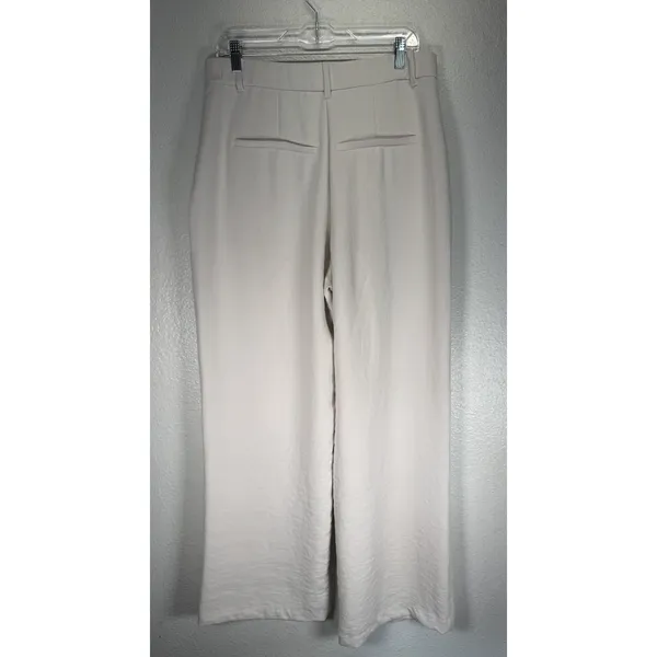 Abercrombie & Fitch Wide Leg Long Trouser Casual Pants Sz 14 High Rise Cream - Image 7