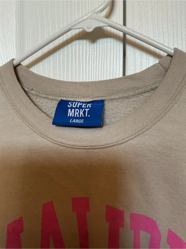 Malibu Crewneck Sweatshirt - Taupe with Pink Logo - Image 6