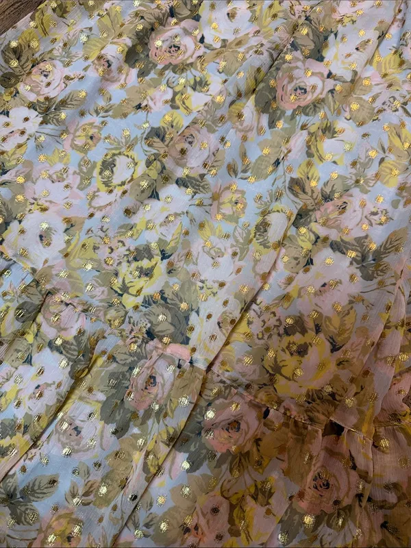 Lauren Conrad - Pastel Floral Wrap Midi Dress with Gold Accents - Image 2