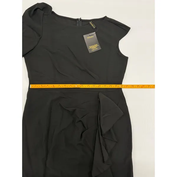 Woosea Black Ruffle Mermaid Evening Gown Asymmetrical Slit Formal Dress size‎ XL - Image 5