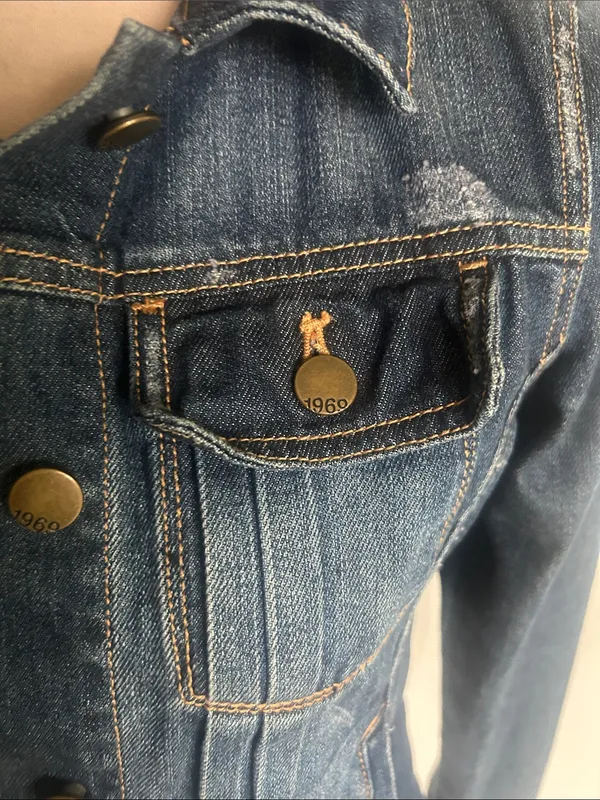GAP 1969 Distressed Denim Jacket Size XS - Image 7