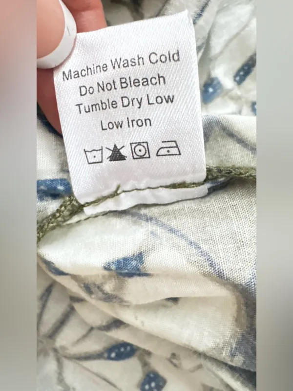 Tuckernuck 100%Cotton Boho Olive & Blue Floral Print Pleated Dress Size Large - Image 12