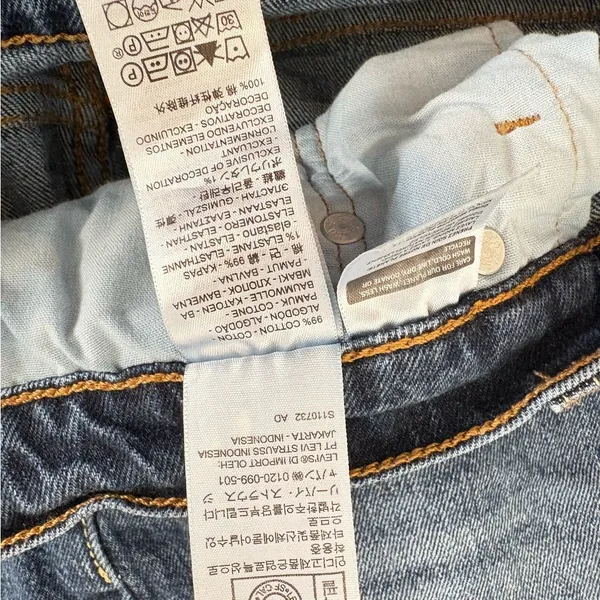 Levi’s 501 Button Fly High Waisted Cutoff Distressed‎ Denim Shorts Dark Size 31 - Image 6