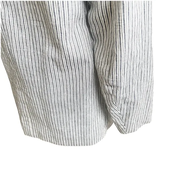 Zara Women’s Striped Linen Blend Boyfriend Blazer Size Medium Two Button Blue - Image 10