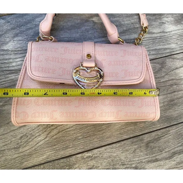 Juicy Couture | Blush Pink Heart Charm Shoulder Bag with Logo Print - Image 4