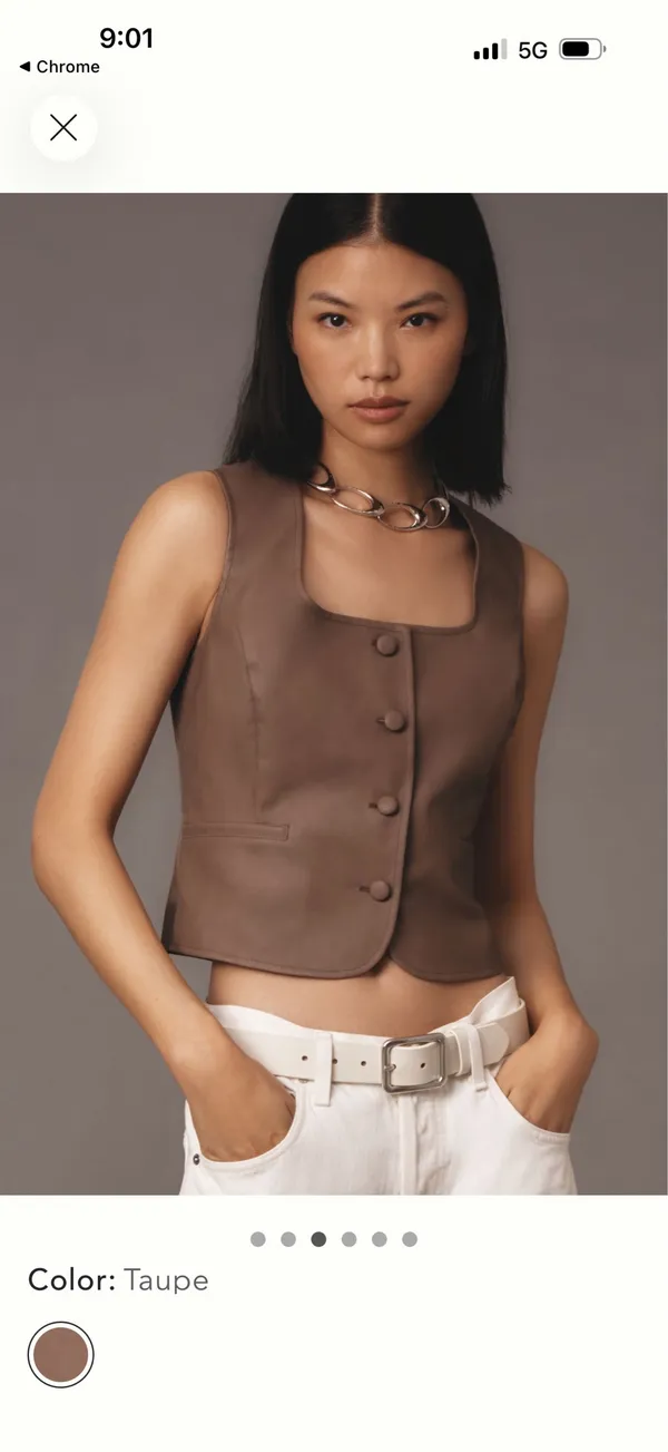 Anthropologie flat white faux leather vest - Image 3