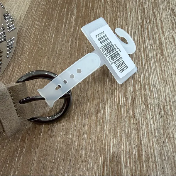 NEW Boho Western Geometric Studded Vegan Leather Belt Khaki - Image 4