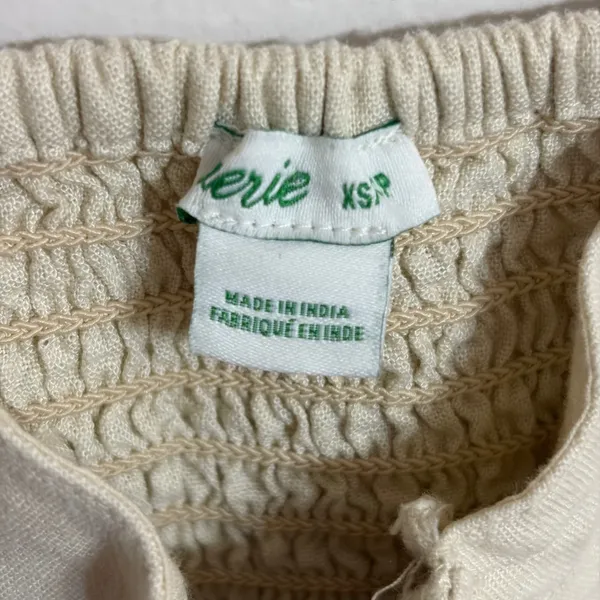 Aerie‎ Linen Blend Button Down Tie Strap Mini Dress Cream Size XS Boho Festival - Image 3