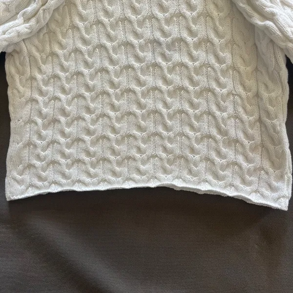 J.Crew White Relaxed-fit Cable-knit Crewneck Sweater Size Small - Image 6