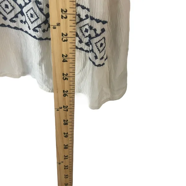 Gap Women's Size XS White Blue Boho Flowy Embroidered‎ Top Festival Summer - Image 8