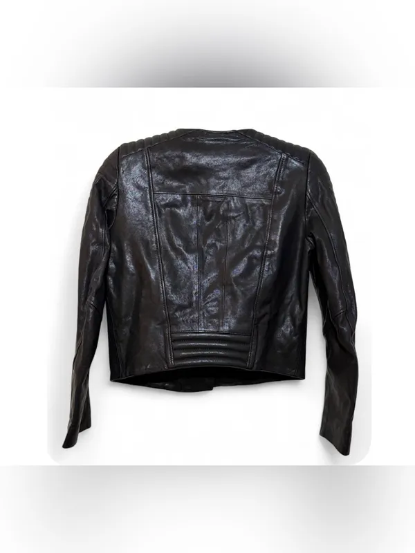 H&M The New Icons Women’s Long Sleeve Black Leather Biker Jacket Size 4 - Image 15