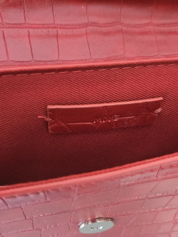 Mango NWOT! MNG Red Croc-Embossed Faux Leather Shoulder Bag - Image 6