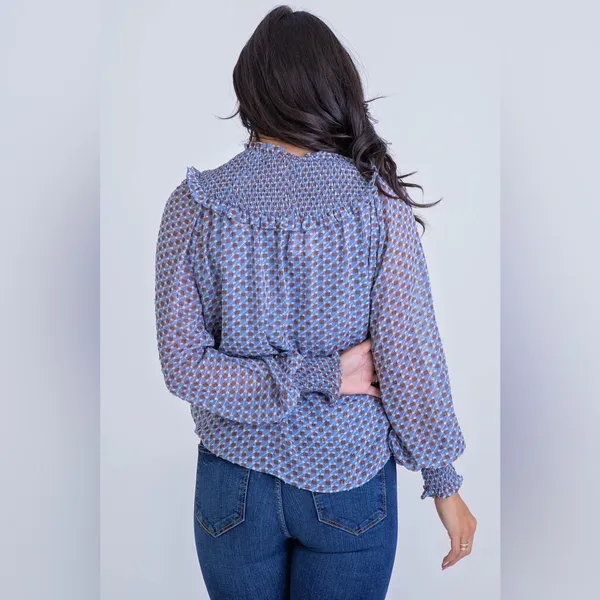 Karlie Geometric Smocked Top - Image 2