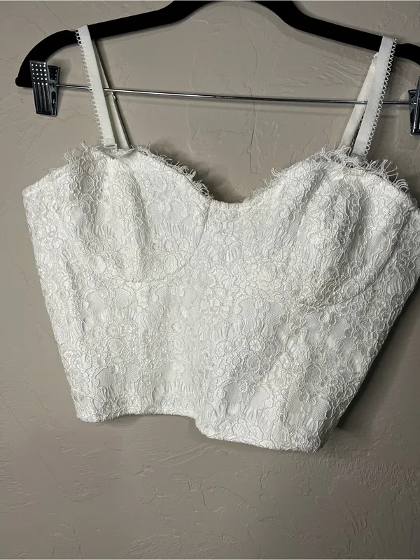 Cami NYC Revolve Scarlett Off White Lace Bustier‎ Smocked Back Crop Top - Image 2