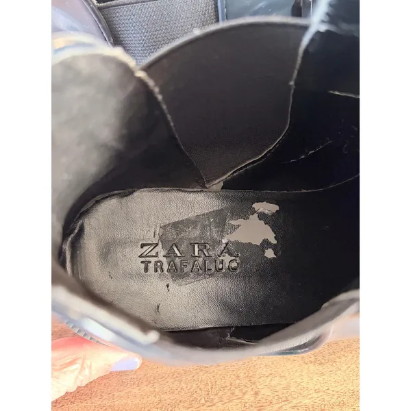 Zara Trafaluc Black‎ Leather Tassel Chelsea Ankle Boots 38 Preppy Coastal Rain - Image 12