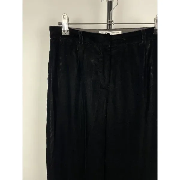 Vintage‎ Armani Exchange Black Velvet Velour Slack Trouser Pants Size 0 - Image 2