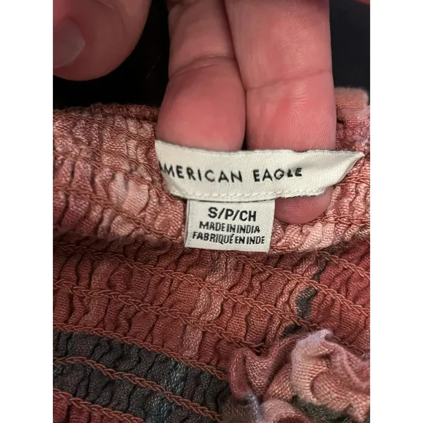 American Eagle Outfitters Tank Top Womens Small Plaid Smocked Strapless Crop - Image 5