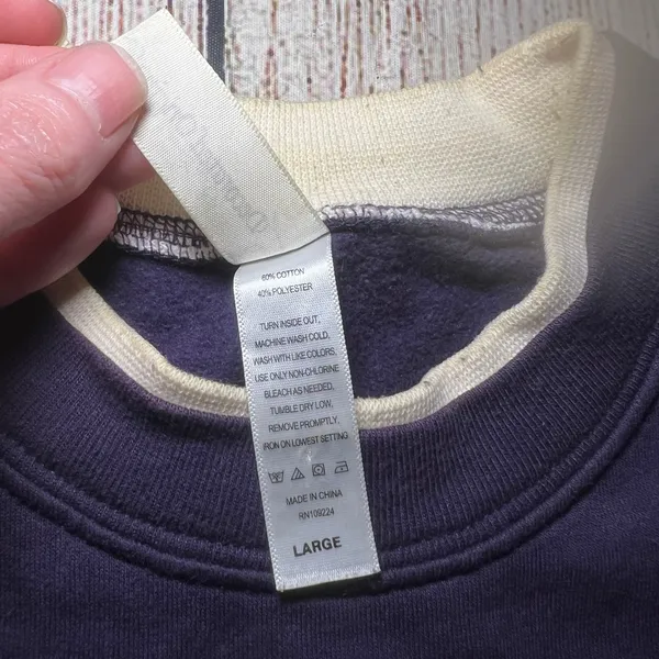 VTG 90s Purple Leaf‎ Print Sweater Womens L Sweatshirt Cozy Grannycore Nature - Image 3