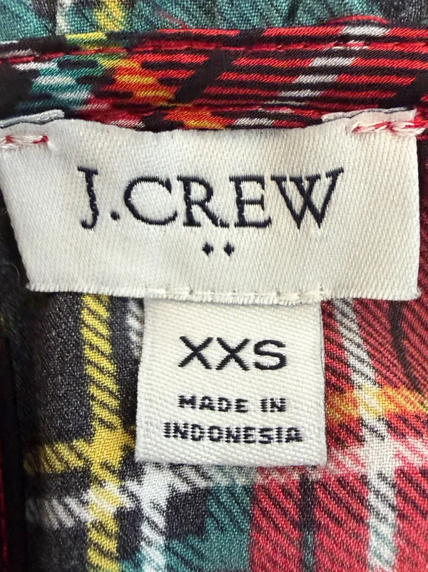 J. Crew Tartan Bow Neck Tank with Ruffles Plaid Tank Top Size XXS - Image 7